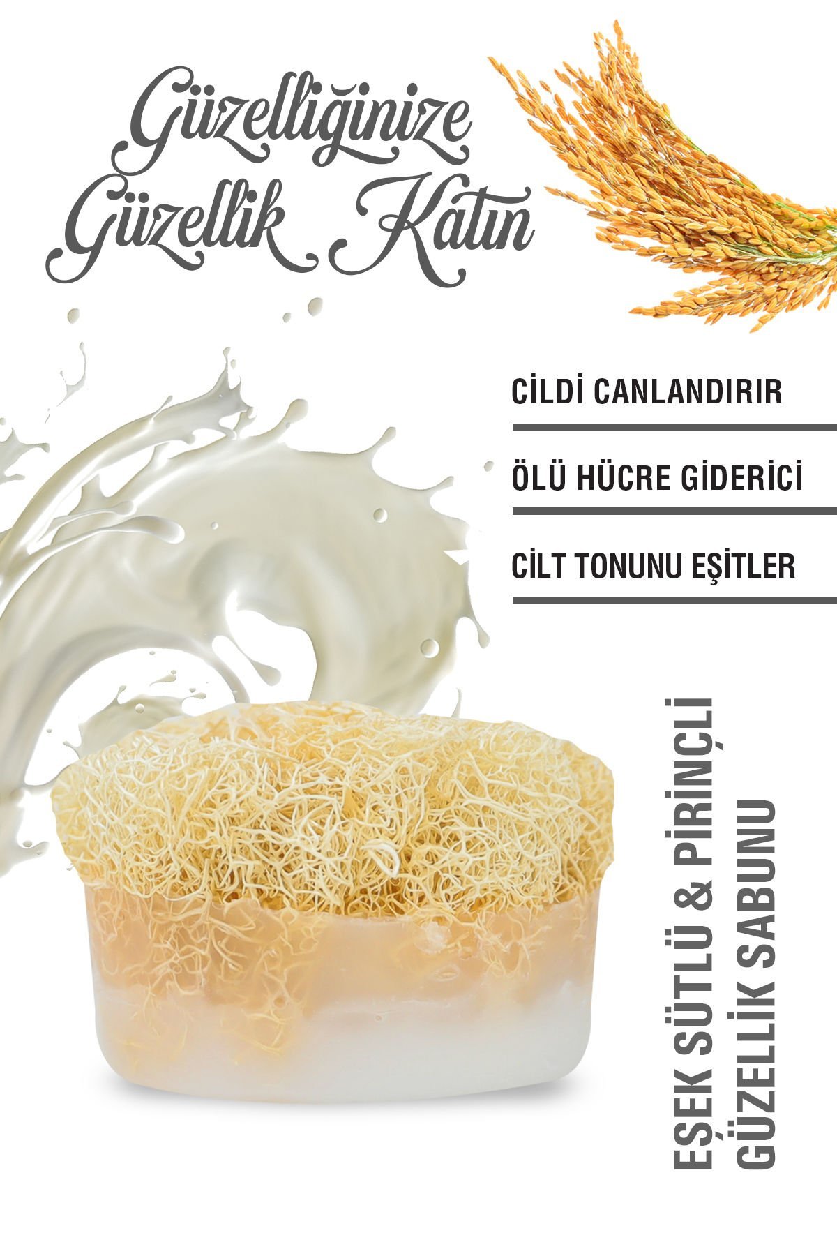 Eşek Sütlü Pirinçli Vücut Güzellik Sabunu - 130 gr