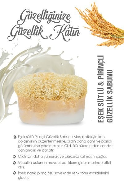 Eşek Sütlü Pirinçli Vücut Güzellik Sabunu - 130 gr