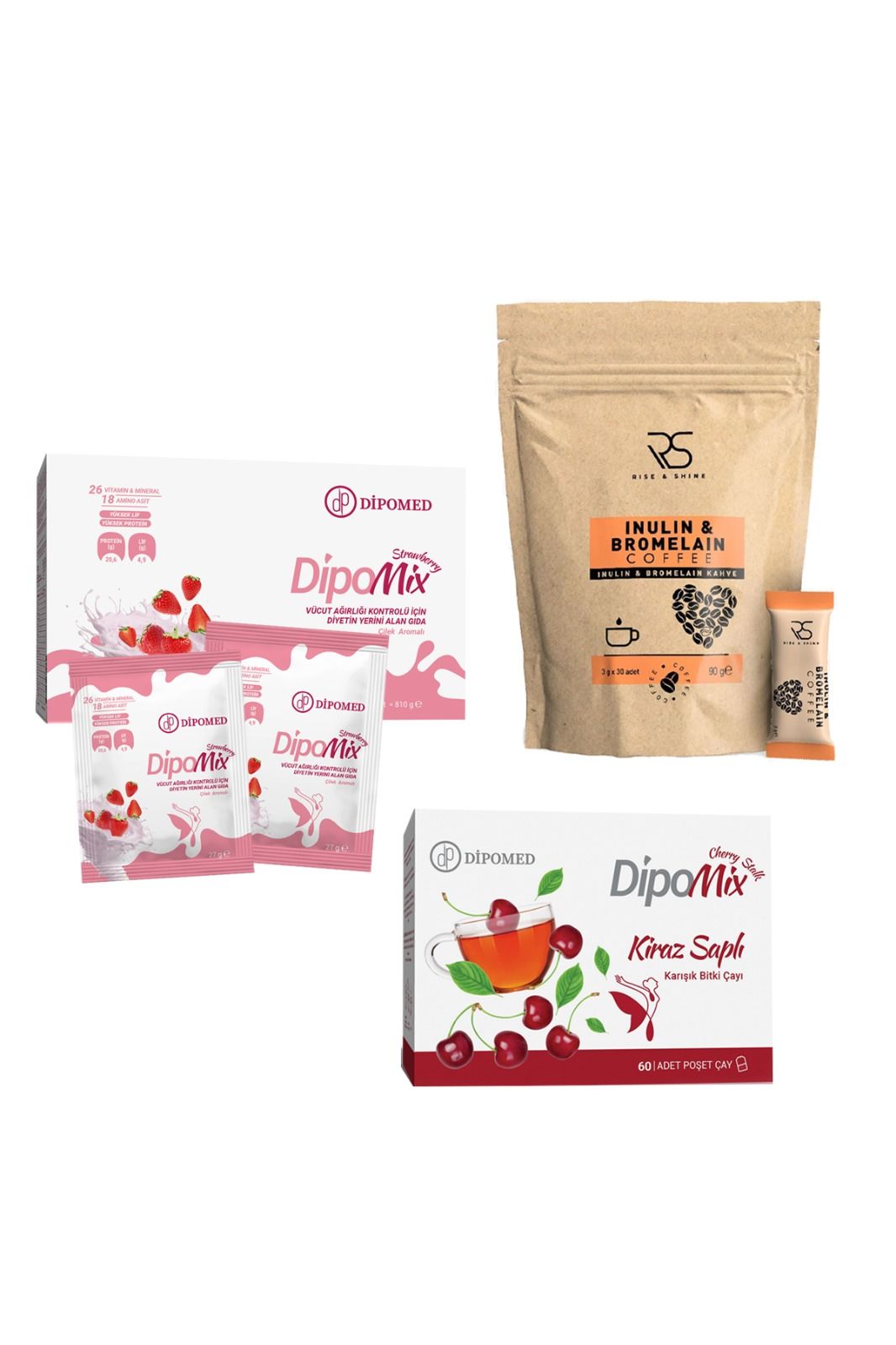 Bayram Kampanyası Muhteşem Üçlü ( Dipomix Çilek + Kahve + Kiraz Saplı Çay )