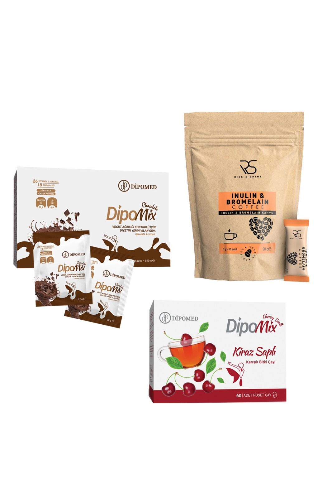 Bayram Kampanyası Muhteşem Üçlü ( Dipomix Çikolata  + Kahve + Kiraz Saplı Çay )