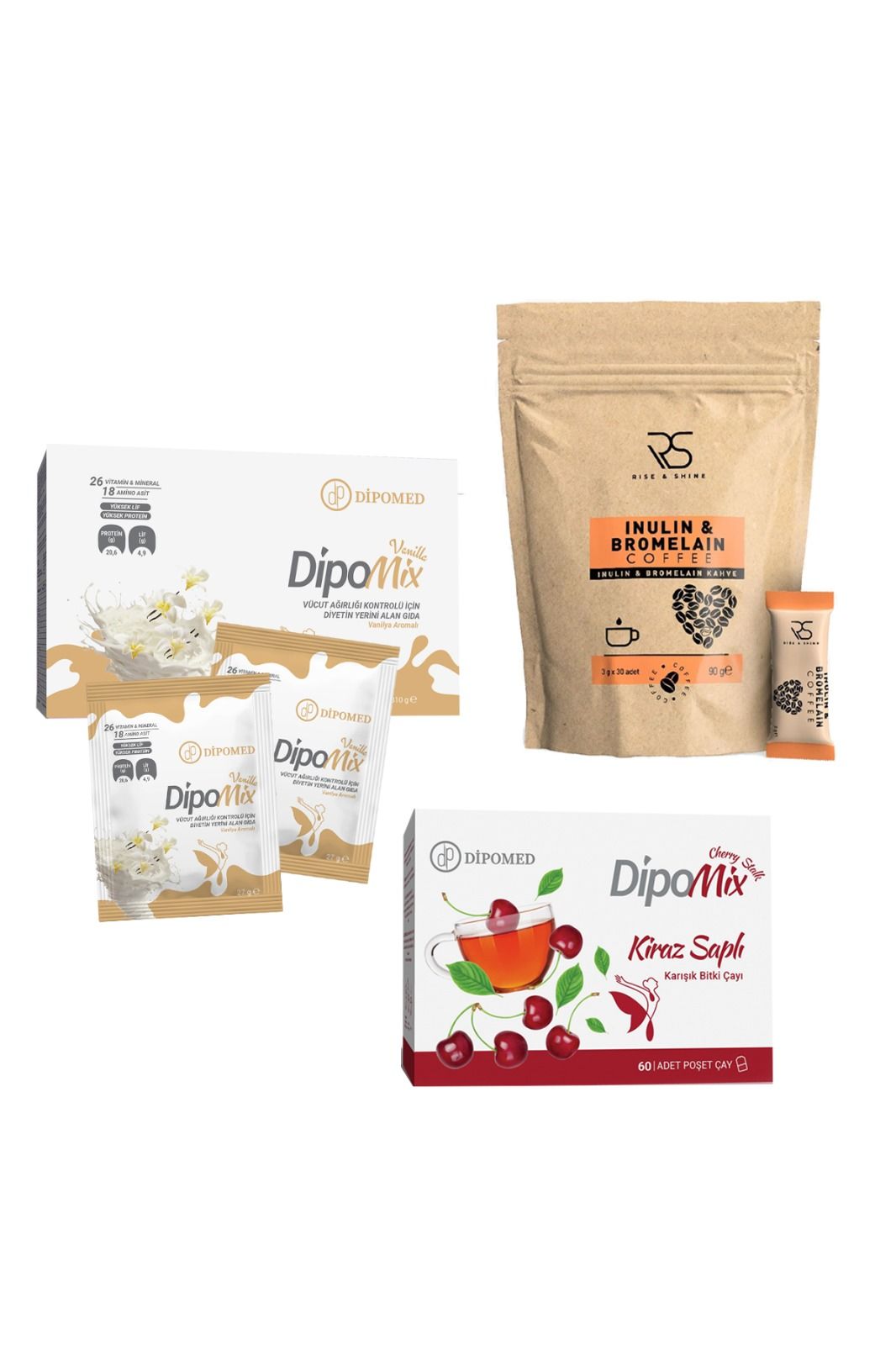 Bayram Kampanyası Muhteşem Üçlü ( Dipomix Vanilya + Kahve + Kiraz Saplı Çay )