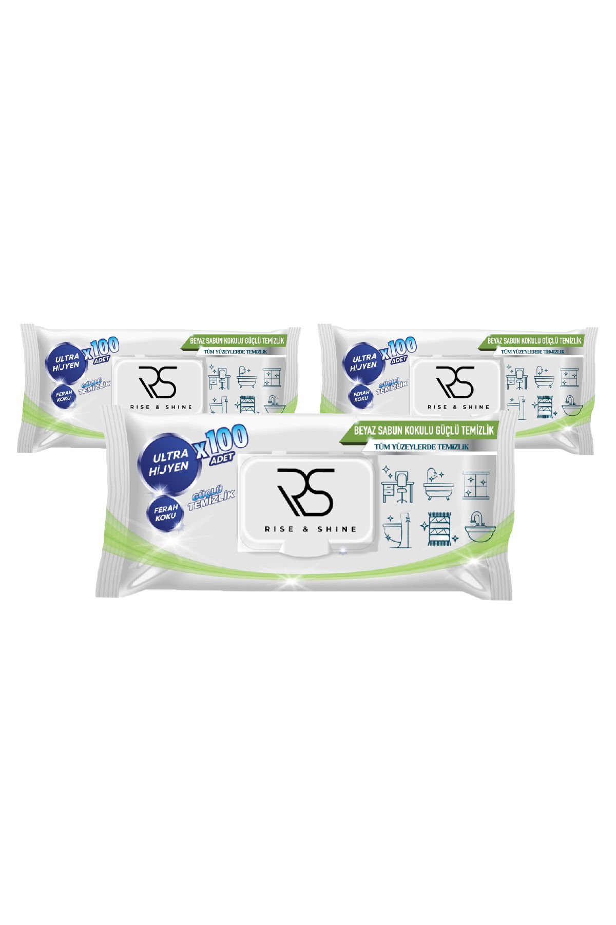 3'lü Beyaz Sabun Katkılı Yüzey Temizleme Havlusu